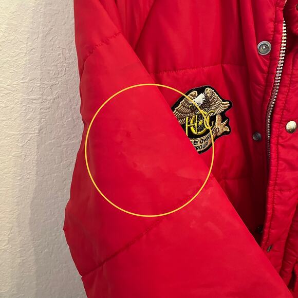 Vintage Harley Davidson AMF Puffer Coat Men M Red Owner Group Patch 70s USA Made - Picture 11 of 16